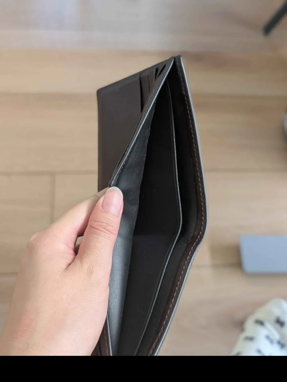 COACH Dark Brown Pebbled Leather Bi-Fold Wallet